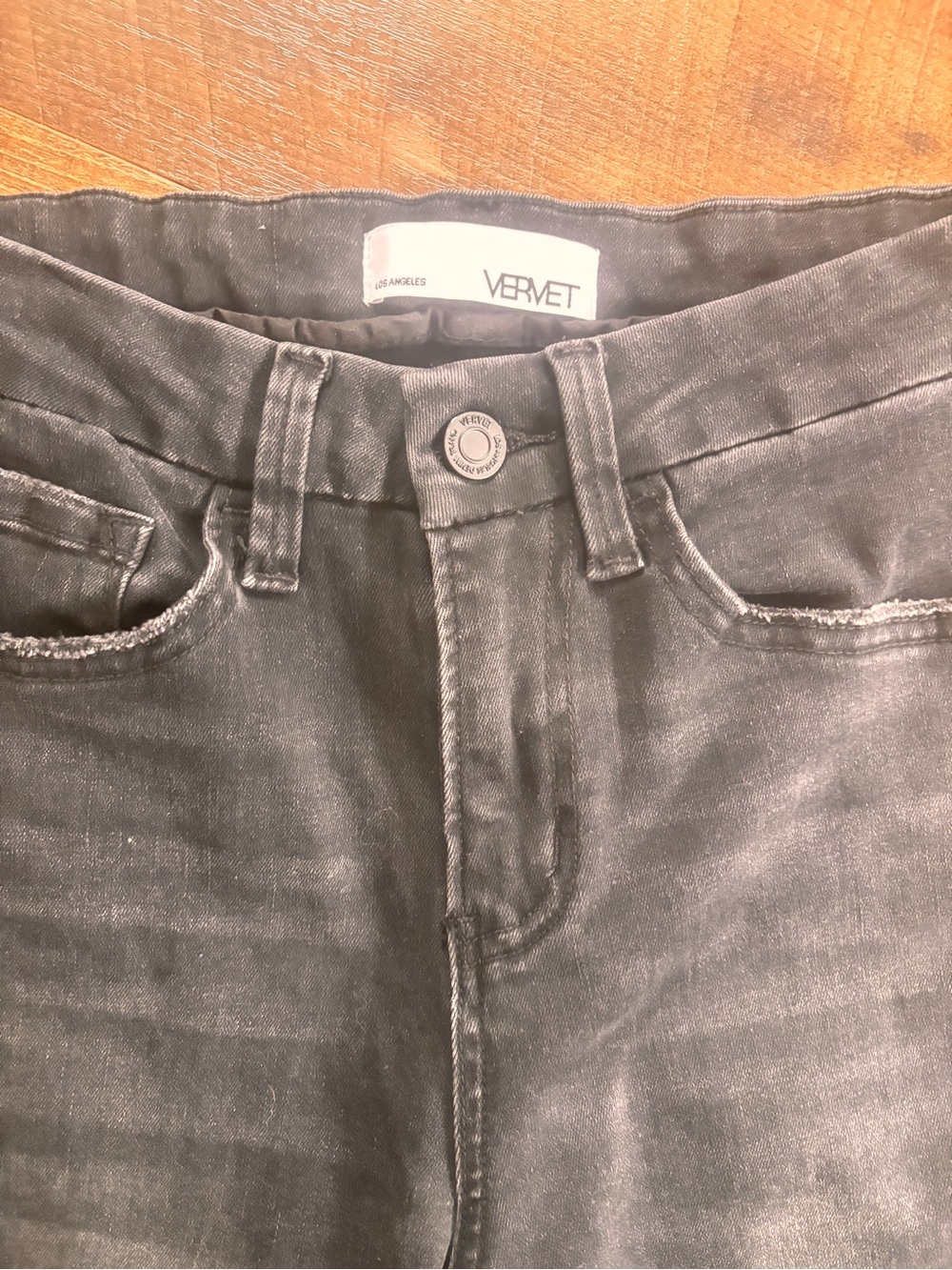 VERVET Black High Rise Raw Hem Flare Jeans Size 25 - Picture 3 of 9